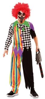 Verkleedpak Scary Clown Polyester Zwart/wit Mt 110-122