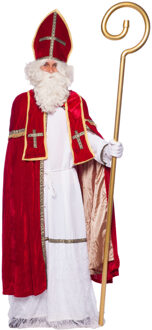 verkleedpak Sinterklaas onesize polyester rood/wit 10-delig Goudkleurig