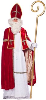 verkleedpak Sinterklaas onesize polyester rood/wit 10-delig Goudkleurig