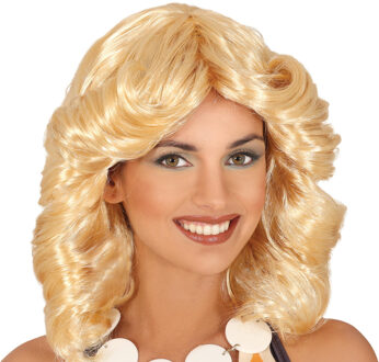 Verkleedpruik voor dames - blond - diva - jaren 70 - feestpruik - foute feest pruik