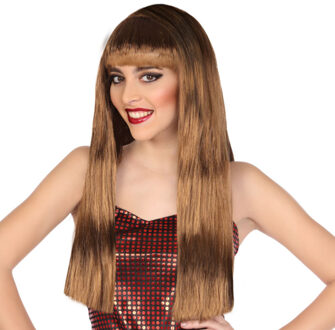 Verkleedpruik voor dames met lang stijl haar - Bruin - Carnaval/party