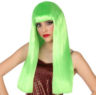 Verkleedpruik voor dames met lang stijl haar - Groen - Carnaval/party