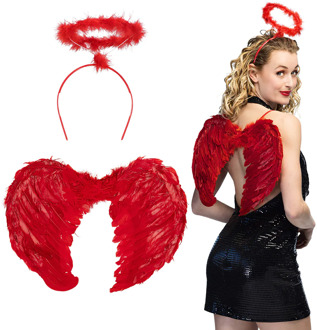 Verkleedset Engel promo rood 2-delig Rood - Zalm