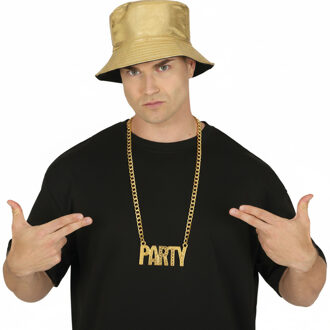 Verkleedset Party Gangsta - gouden hoed en Party ketting - feest en foute party
