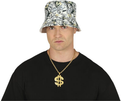 Verkleedset Rapper - feest hoedje en dollar teken ketting - carnaval en foute party