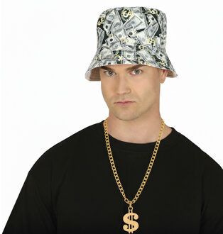 Verkleedset Rapper - feest hoedje en dollar teken ketting - carnaval en foute party