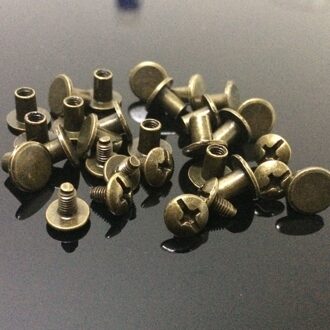 Verkoop 100Sets 8X7MM Brons Ronde Platte Spikes Metalen Studs Klinknagels Screwback Spots Cone Leather Craft spikes Fit Voor DIY Maken