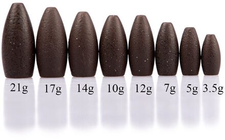 Verkoop 3.5/5/7/10/12/14/17/21G Vissen Sinker lokken Tungsten Bullet Flippen Gewicht En Worm Gewicht Vissen Accessoire 12g