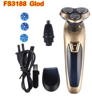 verkoop elektrische scheerapparaat voor man 220 v draagbare scheermes 3D professionele scheerapparaat met LED tondeuse oplaadbare scheermes FS3188 goud