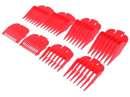 Verkoop Haar Styling Tools Accessoires 8 Stuks Universele Tondeuse Snijden Limiet Kam Gids Attachment Vervanging Tool rood