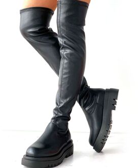 Verkoop Skidproof Platform Lopen Black Casual Trendy Leisure Cool Over De Knie Laarzen Vrouwen Schoenen 5