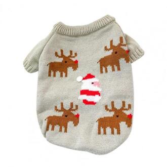 VerkoopWinter Warm Puppy Xmas Kerstman Elanden Gedrukt Trui Outfit Kostuum Hond Kleren Xl