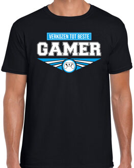 Verkozen tot beste gamer t-shirt zwart heren - Cadeau shirt M