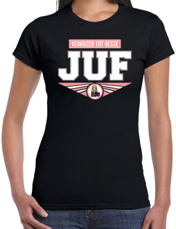 Verkozen tot beste juf t-shirt zwart dames - Cadeau leraar/ docent shirt M