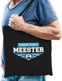 Verkozen tot beste meester katoenen tas zwart voor heren - cadeau tasjes - Feest Boodschappentassen
