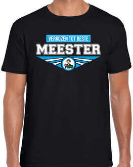 Verkozen tot beste meester t-shirt zwart heren - Cadeau shirt leraar S