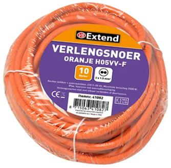 Verlengsnoer 10m ongeaard oranje