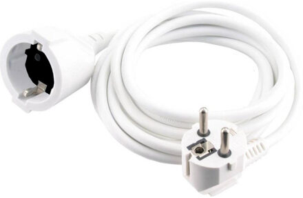 Verlengsnoer - 5 meter - wit - randaarde - voor binnen