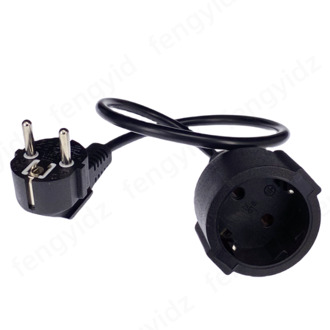 Verlengsnoer, Euro Cee Verlengen Power Kabels, CEE7/7 Plug Naar CEE7/3 Outlet Socket Verlengkabel 0.5M 16A Ratubg zwart