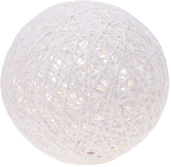 Verlichte decoratie bol wit glitter 20 cm met 20 warm witte lampjes - kerstverlichting figuur