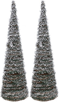 Verlichte kerstbomen/kegels - 2 stuks - 80 cm - LED - warm wit - kerstverlichting figuur Groen