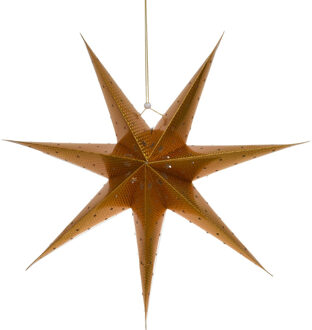Verlichte kerstster - goud - 60 cm - papier - batterijen - lampion - verlichting