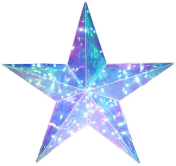 Verlichte kerstster - regenboog kleur- D37 cm - op batterijen - 30 led lampjes - helder wit