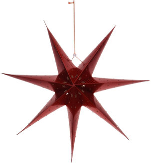 Verlichte kerstster - rood - 60 cm - batterijen - lampion - Kerststerren