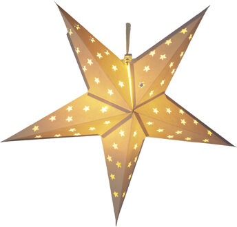 Verlichte kerstster - wit - 60 cm - op batterijen - 10 leds warm wit?- papier