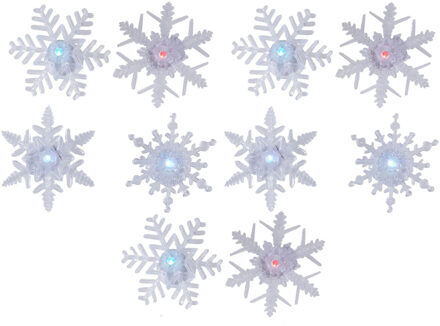 Verlichte sneeuwvlok - 10x - zuignap - raamdecoratie - 10 cm - LED - raamversiering