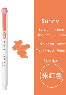 Vermillion Graffiti Double-Head Waterbasis Kleur Pen Student Marker Kantoor Licht Kleur Markeerstift Student Pen Pen Voor tekening