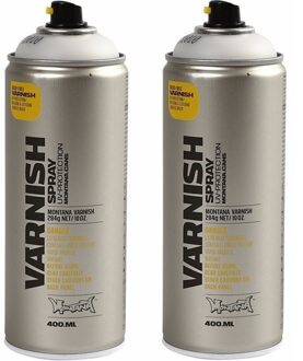 Vernis beschermlaag spray mat - 2x - busje van 400 ml - voor schilderijen