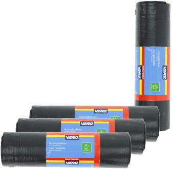 Vero Afvalzakken/vuilniszakken met trekband - 48x stuks - 60 liter - Extra sterk