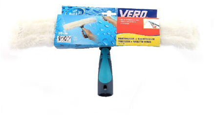 Vero Blauwe raamwisser/raamtrekker met hoes en strip van natuurrubber en ergonomische soft grip 35 cm - Raamwissers