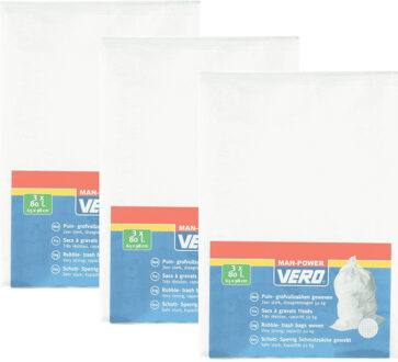 Vero Grofvuil Afvalzakken - 15x - 80 liter - 65 x 98 cm - geweven - extra stevig - wit