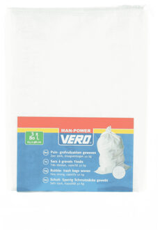 Vero Grofvuil Afvalzakken - 3x - 80 liter - 65 x 98 cm - geweven - extra stevig - wit