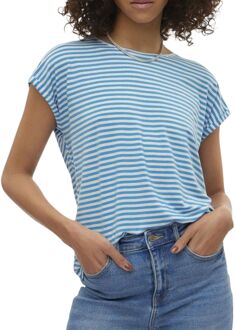 Vero Moda Ava Plain Stripe Shirt Dames lichtblauw - wit - XL