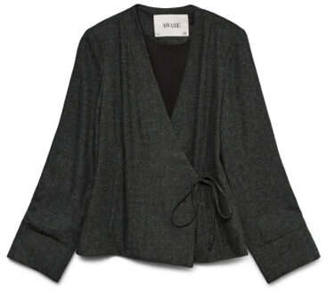 Vero Moda awuthalia ls wrap blazer 10334041 dark grey melange Houtskool
