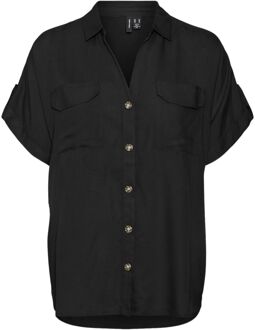 Vero Moda Bumpy Woven SS Top Dames zwart - L