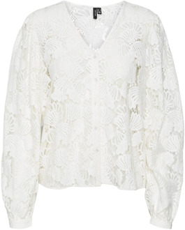 Vero Moda Kanten shirt in Cloud Dancer wit Vero Moda , White , Dames - L,M,S