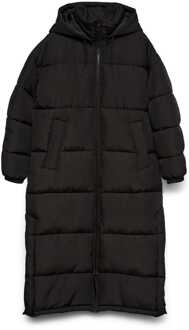 Vero Moda Klea lange gewatteerde jas in zwart voor dames - maat EU 36 / UK 8
