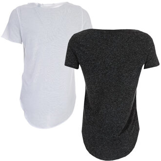 Vero Moda Lua T-shirt voor dames, set van 2, zwart en wit Zwart/wit