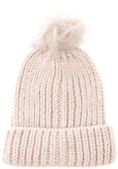 Vero Moda Nala muts met pompon, naturel Crème