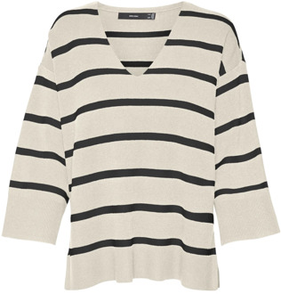 Vero Moda Saba Knit Sweater Dames crème - zwart - XL