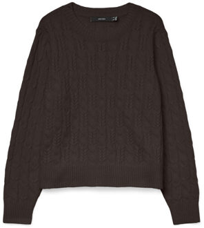 Vero Moda Vmaries ls o-neck cable pullover bf Bruin - XL