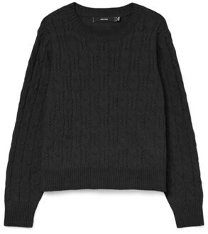 Vero Moda Vmaries ls o-neck cable pullover bf - Zwart