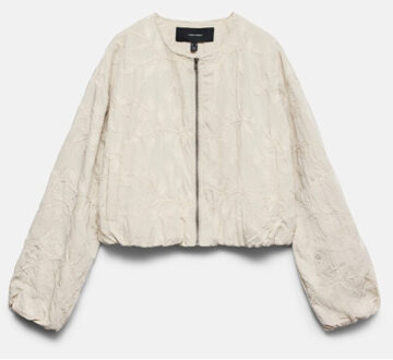 Vero Moda Vmbeatrice ls emb bomber jacket exp beige - maat L Ecru