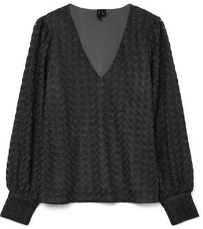 Vero Moda Vmbecca ls v-neck lace top jrs noos Zwart - S