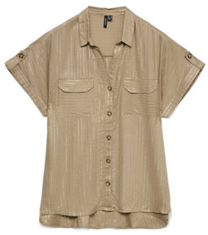 Vero Moda Vmbumpy ss shirt aop wvn noos dessin - maat L Bruin