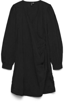 Vero Moda Vmcarla foil l/s short wrap dress w - maat M Zwart